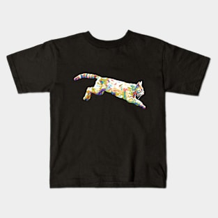 Cat Jumping Colorful Kids T-Shirt